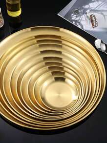 Stainless Steel Korean Bbq Grill Plate, Fruit & Snacks Serving Tray, Jewelry Organizer, Self-Service Buffet Plate, Multi-Size (5.5-15.7 Inches)Christmas Gift,School Supplies