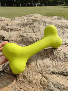 1pc Green Latex Dog Toy Bone Shape With Sound, Durable & Teeth Cleaning For Medium To Large Dogs - Green - View 5