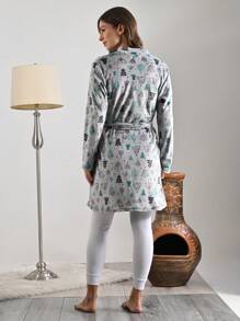 A DORMIR Bata Larga Calientita Para Mujer - Gris - Ver 3