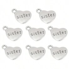 10pcs Charm Alloy Family Member Letter Heart Shape Pendant For DIY Jewelry Making Necklace Bracelet Gifts Accessories - Silver - View 15