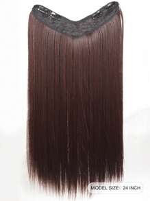 合成 4 夹式接发 V 型长直发假发黑棕金色 40/50/60 厘米女士天然假发 - Dark Brown - 查看 7