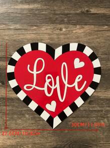 1 pieza Placa decorativa de madera con forma de corazón para el Día de San Valentín con diseño impreso, adecuada para sala de estar, dormitorio, exterior y otras escenas, decoración del hogar, decoración de habitación, decoración de pared