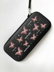 1 件简约蝴蝶图案 Switch 便携包 Ns 控制器保护盒便携式旅行收纳袋兼容 Switch Lite，黑色 - 彩色 - 查看 4