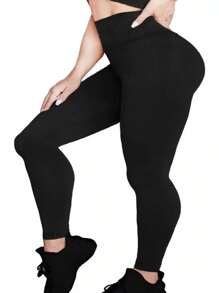 Leggins Mayon Negro Licra Térmico Pretina Ancha Unitalla - Negro - Ver 1