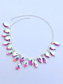 1pc Fashionable Tassel & Rhinestone Detail Necklace For Women, Suitable For Party - Multicolor - View 2