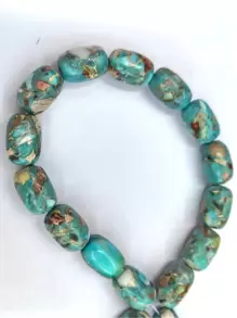 1 Strand Of 13pcs Blue Imperial Jasper Drum Shaped Loose Beads For Handmade Diy Bracelet, Necklace And Accessories