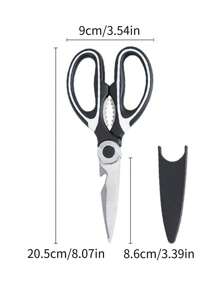 1把不銹鋼廚用剪刀,多功能鋒利剪切草稿、禽肉、雞骨、蔬菜食品剪刀 - 黑與白 - 查看 2