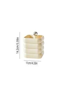 1pc Multilayer Rotating Jewelry Storage Box Tray For Earrings, Bracelets, Necklaces - Beige - View 8