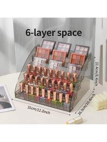 2入組多層壓克力指甲油展示架,適用於口紅、化妝品和美容商店 - 灰色2裝 - 查看 9