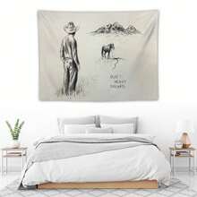 1入室內裝飾背景掛毯,簡約布料多功能牆毯,適用於臥室美學,適合男女孩的房間壁藝術掛布 - 彩色 - 查看 3