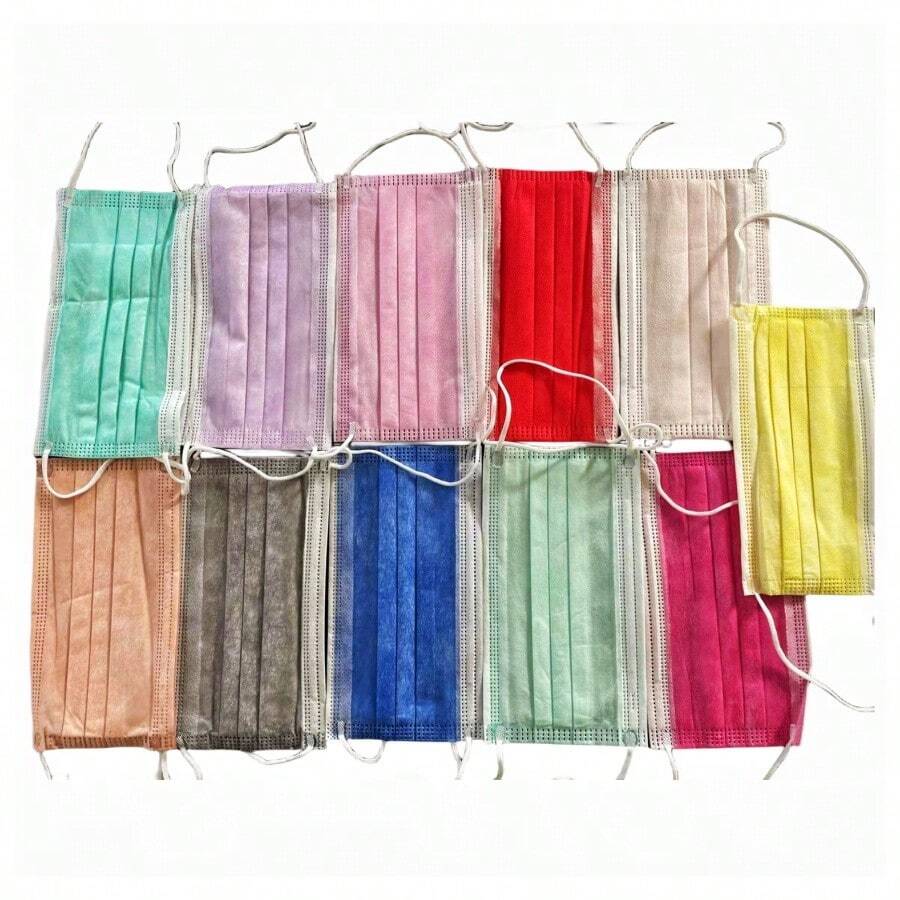 100 PZAS CUBREBOCAS TRIPLE CAPA DE ALTA CALIDAD 0.80 ONCE DE COLORES PASTELES - Colores Pastel - Ver 1