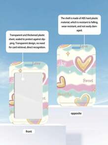 1個ins創意卡通學生校園卡片套,附缩縮彈性繩,適用於餐卡、公車卡、地鐵卡、工作證等 - 白色 - 查看 3