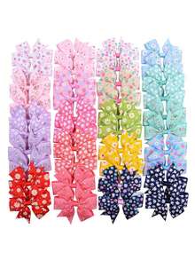 綠色花朵蝴蝶結髮夾 - 綠色 - 查看 1