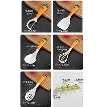 12入組創意胡蘿蔔造型廚房用具套裝,附有不粘煎鍋,卡通掛鈎和貼紙收納功能,適用於家庭使用 - 彩色 - 查看 11