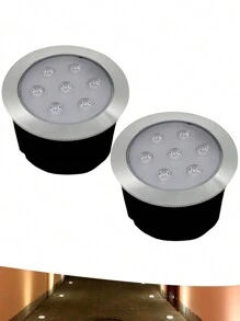 Kit 2 Balizador Spot Led Chao Piso Jardim 7w Embutir Luz Quente - Preto - Visão 1
