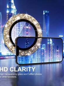 3PCS Metal Ring Protector Glass Compatible With Apple 14 13 11 12 Pro Max Mini Camera Lens Protection On Apple 11 14 Pro Max Gift For Birthday, Family, Friends Sparkling Crystal, Lens Protector, Phone Accessories