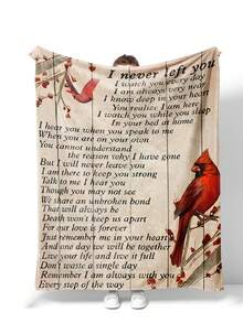 1入組啄木鳥創意文字印花禮品毯,休閒風格,法蘭絨質地,矩形,柔軟暖和,適合午睡、寵物使用、旅行,在客廳沙發上使用,全季皆宜 - 彩色 - 查看 1