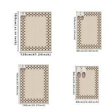 1pc Crystal Velvet Edge Bound Anti-Slip Carpet Rug For Living Room, Bedroom, Bathroom, Kitchen, Cream Color - Breeze - View 3