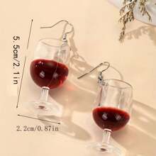 1 Pair Wine Glass Design Creative Dangle Earrings Elegant Leisure Style Plastic Jewelry Delicate Personalized Female Gift Y2K