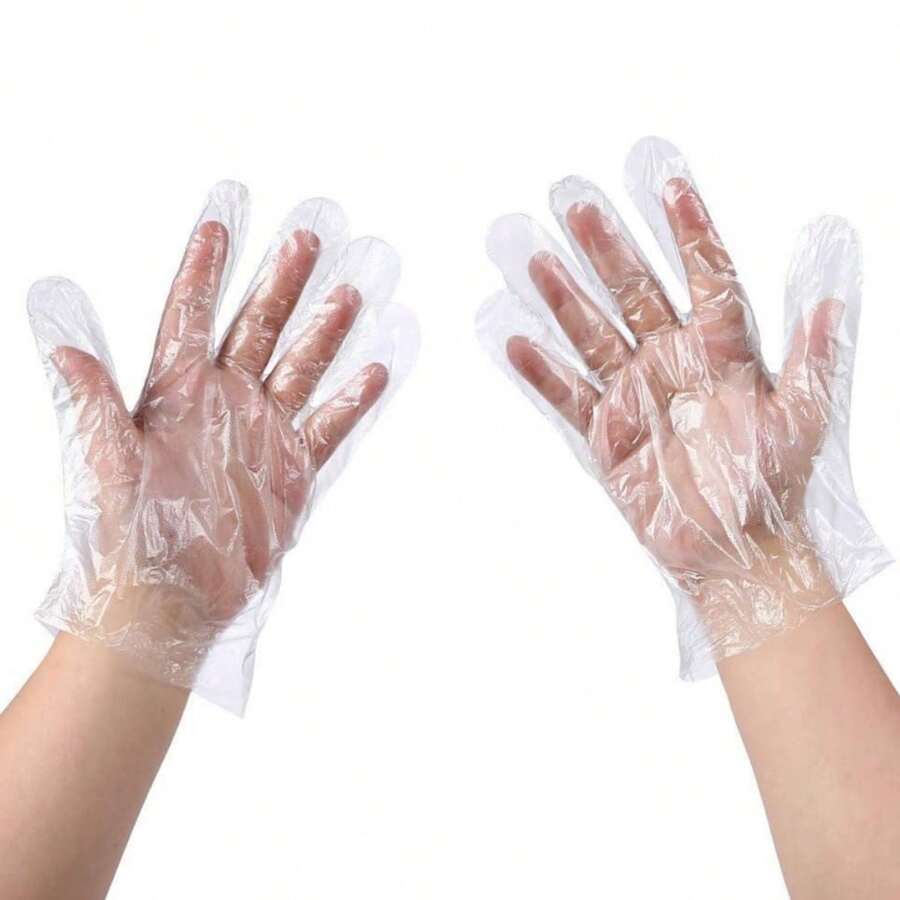 500Pcs Luvas descartáveis Luvas de plástico para cozinhar Luvas de preparação de alimentos Luvas - Damasco - Visão 1