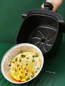 10pcs High Temperature Resistant Aluminum Foil Box For Air Fryer, Baking And Bbq - Silver - View 4