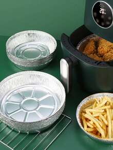 10pcs High Temperature Resistant Aluminum Foil Box For Air Fryer, Baking And Bbq - Silver - View 2