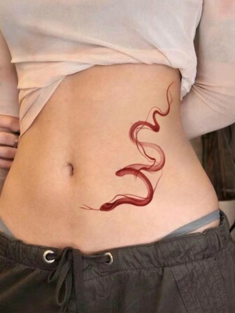 1pc Waterproof And Sweat-Proof Red Snake Patterned Pvc Temporary Tattoo Sticker For Daily Use, Suitable For Fashionable People