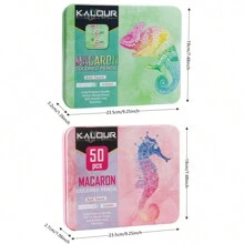 KALOUR PDAS Kalour 50/72入組馬卡龍色鉛筆套裝,柔和芯油性鐵贈禮盒柔軟木製畫筆套裝,專為藝術家上色藝術用品而設計 - 彩色 - 查看 3