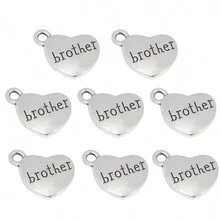 10pcs Charm Alloy Family Member Letter Heart Shape Pendant For DIY Jewelry Making Necklace Bracelet Gifts Accessories - Silver - View 12