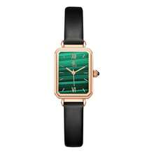 1片女士黑色牛皮皮帶手錶,具有天然石紋紋理,防水石英手錶,適合日常佩戴和經典裝飾,輕奢經典,dk瑞士品牌 - 綠色 - 查看 7