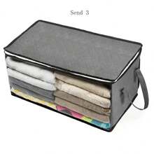3pcs Non-Woven Fabric Storage Bag/Box For Clothes Bedding Toys, Foldable And Moistureproof, Suitable For Closet Organization  Decorations   Autumn Decor Festival Decor Room Decor Home Decor Fall Decor Bedroom Decor - Grey - View 3