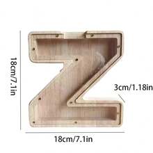 有蓋字母z透明壓克力儲蓄罐,木雕創意只進不出儲蓄罐,辦公桌裝飾（可以通過外圍的螺絲拆出來,或從進口倒出來。木材的顏色是隨機的。） - 杏色 - 查看 3