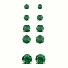 PMKMKM 1對/5對簡約不鏽鋼四爪,多色圓/方形立方氧化鋯耳釘（4-8mm）,優雅的女士珠寶,作為節日/假日禮物的不二選擇。 - 白色 - 查看 9