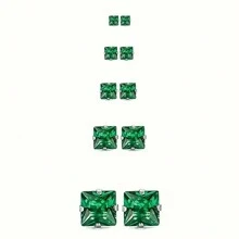 PMKMKM 1對/5對簡約不鏽鋼四爪,多色圓/方形立方氧化鋯耳釘（4-8mm）,優雅的女士珠寶,作為節日/假日禮物的不二選擇。 - 白色 - 查看 8