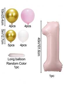 19入組輕粉色40英吋阿拉伯數字鋁箔氣球套裝,適用於兒童生日派對裝飾、紀念日慶祝、背景裝飾道具 - 粉色 - 查看 2
