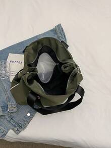 新款牛津布女包时尚休闲单肩斜挎包手提包帆布大容量女士包腋下背包 - 綠色 - 查看 9