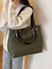 新款牛津布女包时尚休闲单肩斜挎包手提包帆布大容量女士包腋下背包 - 綠色 - 查看 6
