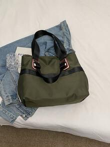 新款牛津布女包时尚休闲单肩斜挎包手提包帆布大容量女士包腋下背包 - 綠色 - 查看 8