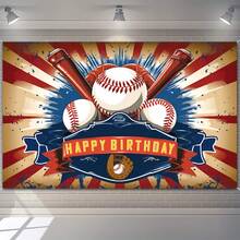 1pc/Bag Baseball Themed Photography Backdrop - Multicolor - View 4