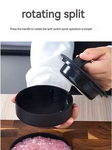 1pc Burger Press Maker, With Removable Bottom Plate Easy To Take Out Patty, Easy To Clean, Hamburger Press Meat Maker Mold - Black - View 6