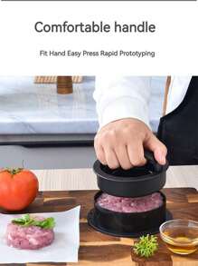 1pc Burger Press Maker, With Removable Bottom Plate Easy To Take Out Patty, Easy To Clean, Hamburger Press Meat Maker Mold - Black - View 3