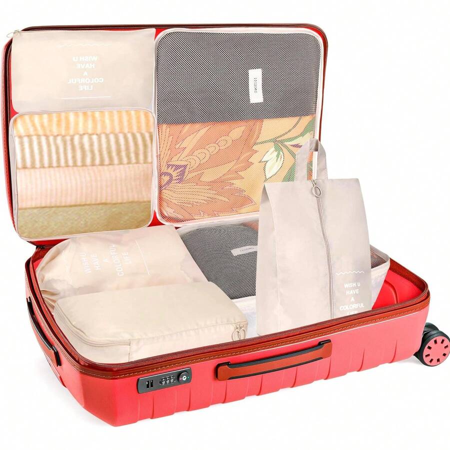 7 Set Packing Cubes For Suitcases, Lightweight Travel Luggage Packing Organizers, Compression