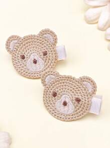 4 件装婴儿发夹，刺绣动物图案发饰，可爱兔子和熊发夹，非常适合日常佩戴和节日照片，是送给孩子的理想礼物 - 彩色 - 查看 5