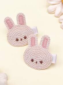 4 件装婴儿发夹，刺绣动物图案发饰，可爱兔子和熊发夹，非常适合日常佩戴和节日照片，是送给孩子的理想礼物 - 彩色 - 查看 4