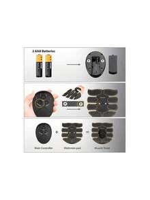 Battery Version/Battery Powered Abdominal Massage Stickers, Muscle Trainer, Body Muscle Stimulation EMS Massager, Suitable For Both Men And Women - Adjust Your Abdomen, Neck, And Arms At Home - Battery Not Included - Black and White - View 5