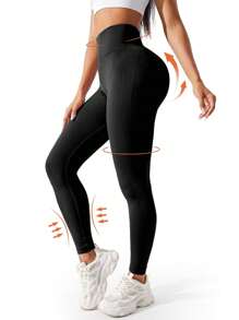 Yefecy Hình dạng Của bạn Cơ thể Với Cao eo Yoga Quần Xà cạp thể thao : Thon gọn & Co giãn Xe đạp Quần Đối với Của phụ nữ Trang phục thể thao - màu đen - Xem 4
