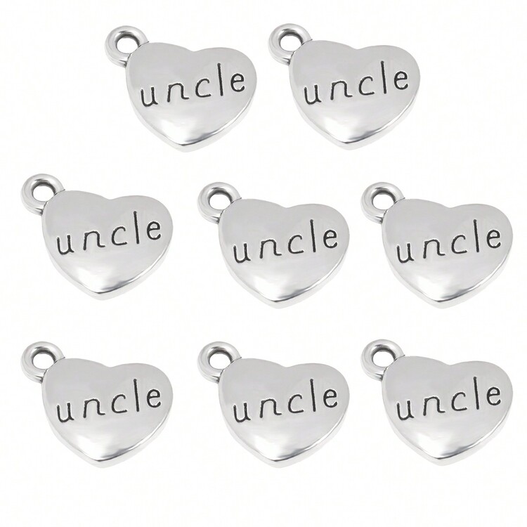 10pcs Charm Alloy Family Member Letter Heart Shape Pendant For DIY Jewelry Making Necklace Bracelet Gifts Accessories - Silver - View 13