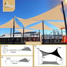 LOVE STORY Custom Size Sun Shade Sail Canopy Commercial Rectangle Sail Shade Fabric For Patio Garden Backyard Pool (Customized) - Màu Khaki - Xem 5