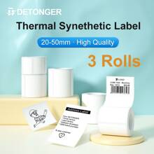 DETONGER 3Rolls 30x20mm Thermal Adhesive Label Waterproof Oilproof Tear-Resistant Scratch-Resistant  Home And Commercial Usecommercial Use Organization Storage Tag Food Printer Paper Name Sticker For P1/DP26 Printer - Size 30x20mm - View 2