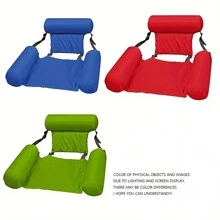 1pc, Water Backrest Recliner Floating Bed, Swimming Pool Inflatable Sofa, Adult Water Inflatable Chair, Folding Floating Row - Red - View 6